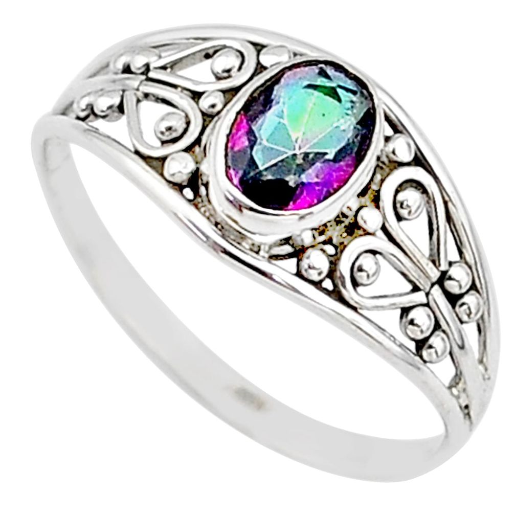 1.45cts multi color rainbow topaz silver graduation handmade ring size 8 t9535