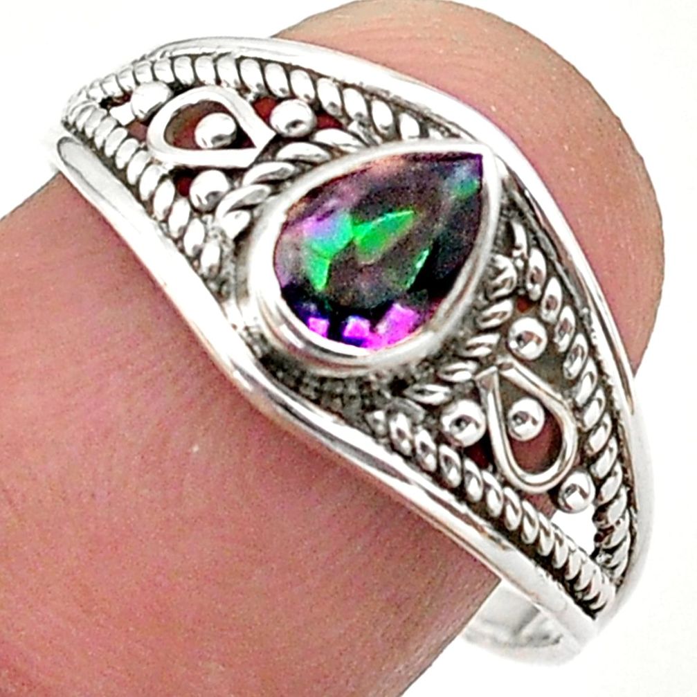 1.57cts solitaire multi color rainbow topaz 925 silver ring size 8.5 t40085