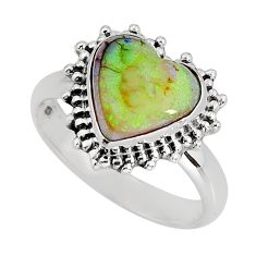 2.77cts solitaire multi color sterling opal heart silver ring size 7.5 y79916