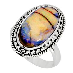 4.38cts solitaire multi color sterling opal oval 925 silver ring size 6.5 y79912