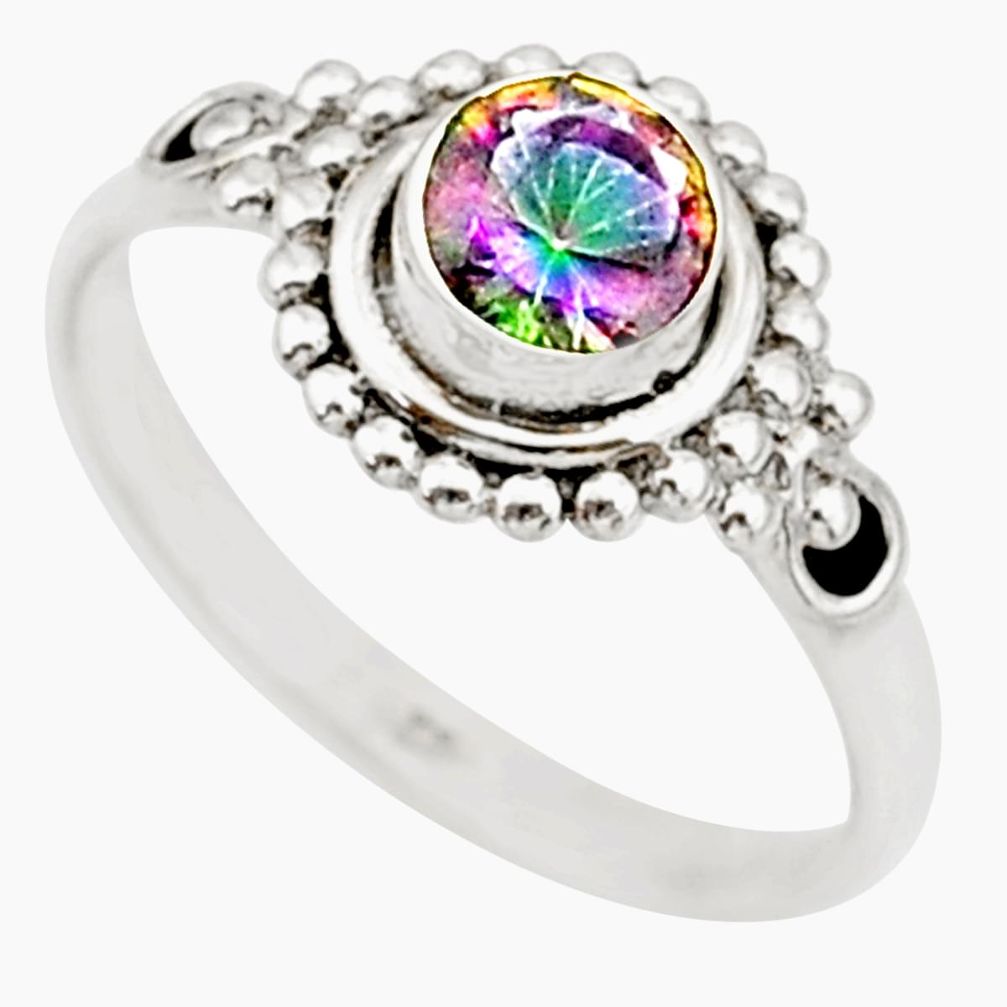 0.99cts solitaire multicolor rainbow topaz 925 silver ring size 8 r87302