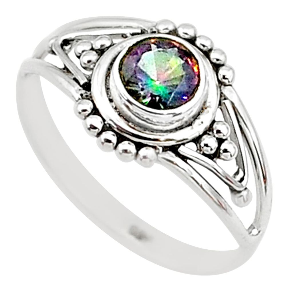 0.81cts multicolor rainbow topaz silver graduation handmade ring size 5.5 t9346