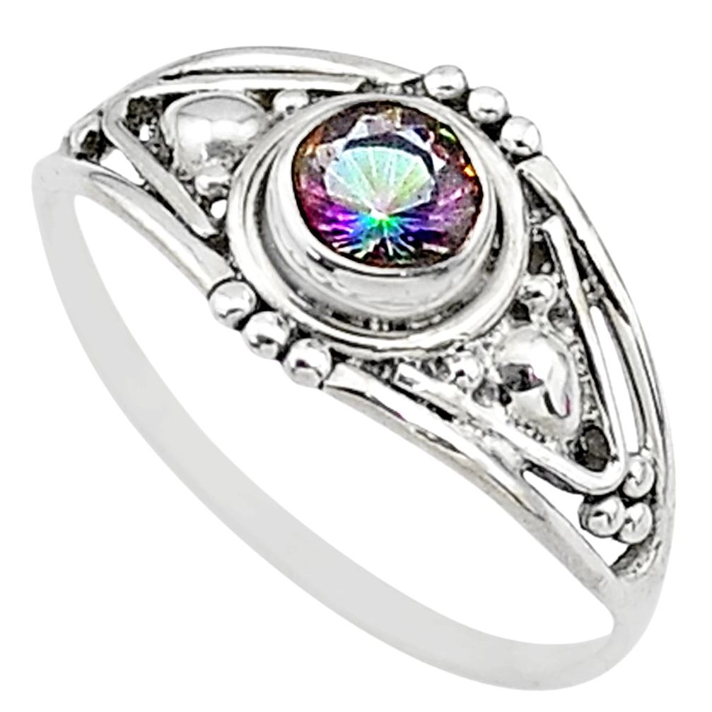 0.74cts multicolor rainbow topaz silver graduation handmade ring size 8.5 t9688