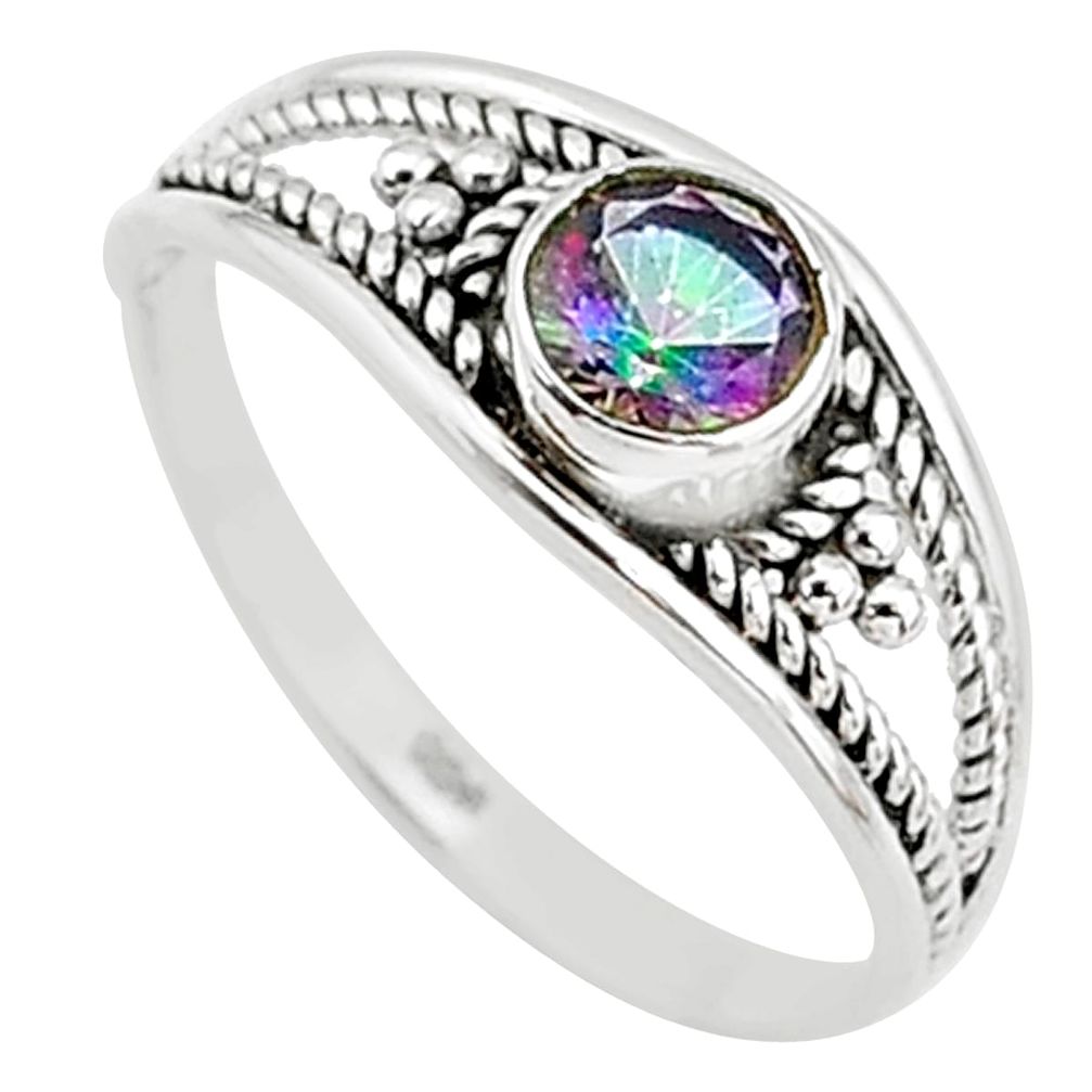 0.74cts multicolor rainbow topaz silver graduation handmade ring size 6 t9337