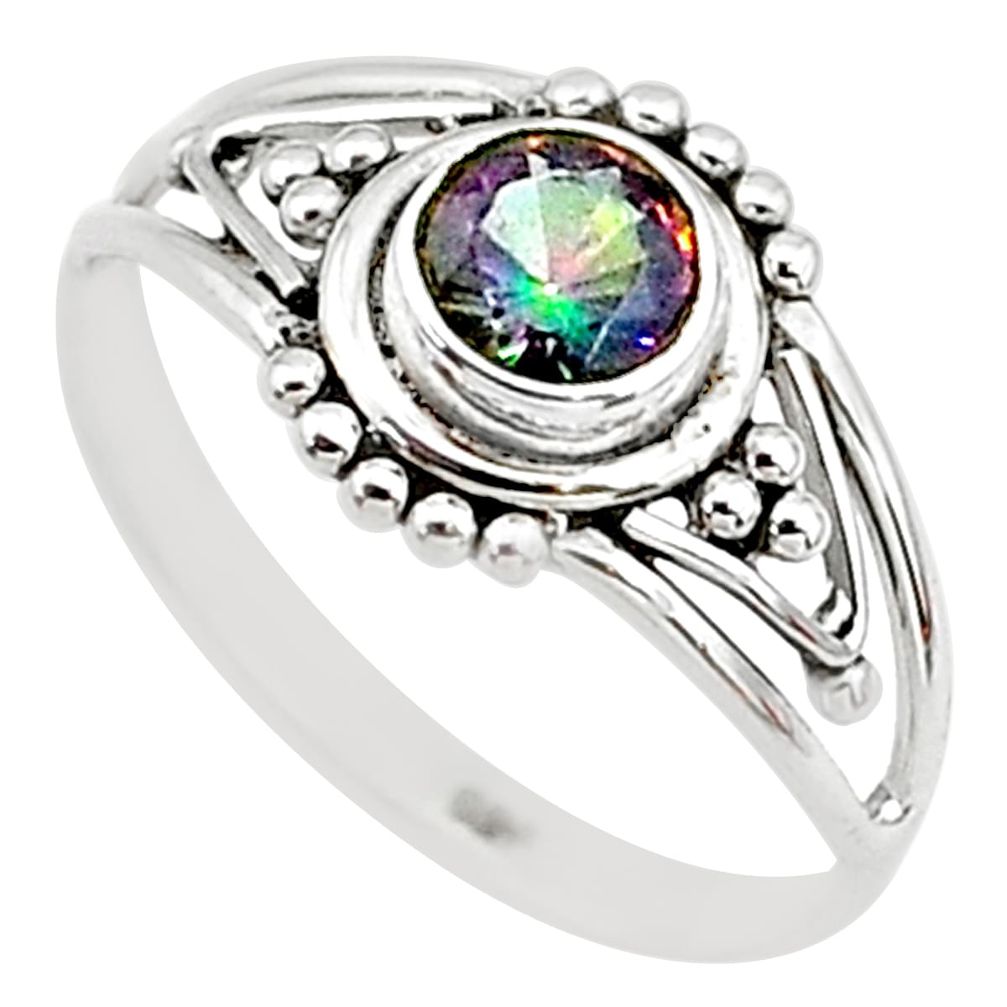 0.74cts multicolor rainbow topaz silver graduation handmade ring size 7 t9366