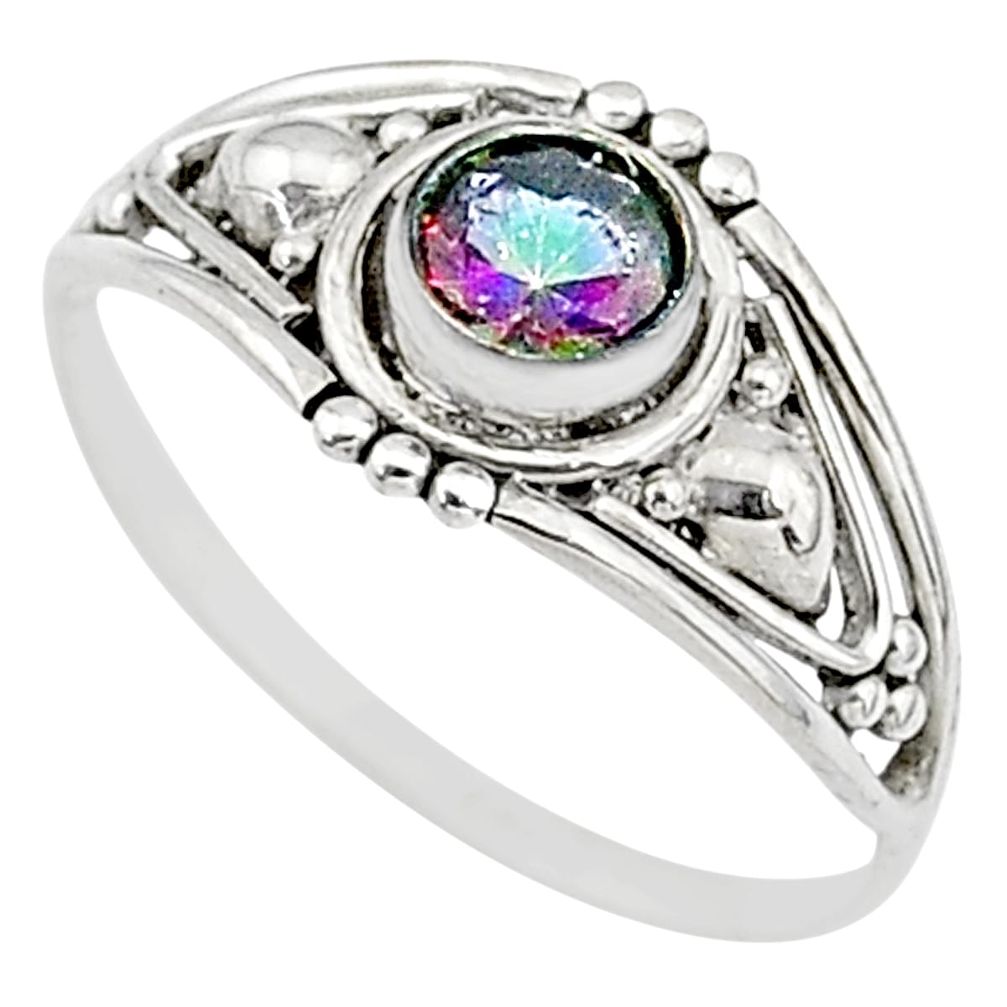 0.90cts multicolor rainbow topaz silver graduation handmade ring size 8 t9702