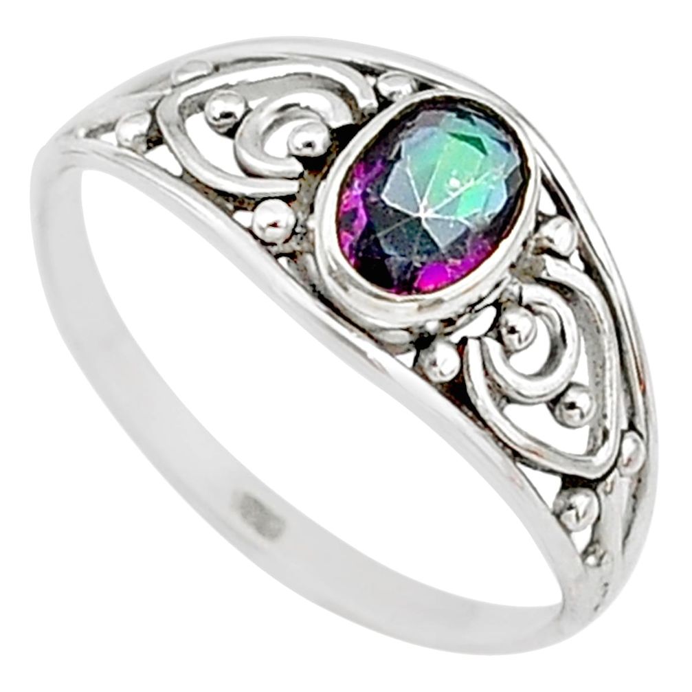 1.42cts multicolor rainbow topaz silver graduation handmade ring size 9 t9363