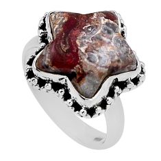 8.46cts solitaire mushroom rhyolite 925 silver star fish ring size 7.5 n26278