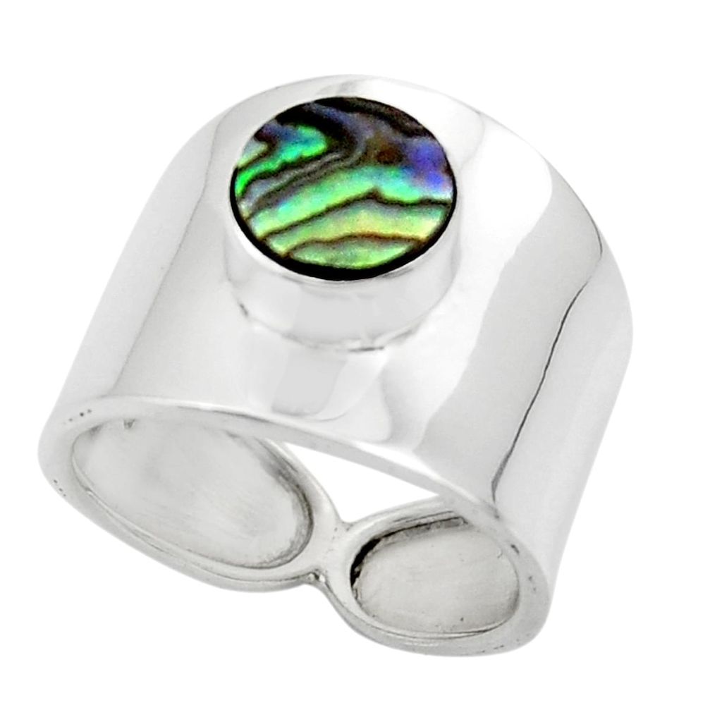 2.51cts solitaire natural abalone paua seashell 925 silver ring size 6.5 r49890