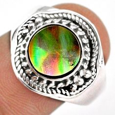 3.28cts solitaire natural abalone paua seashell 925 silver ring size 9 u5949