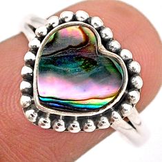 3.48cts solitaire natural abalone paua seashell 925 silver ring size 8.5 t87244