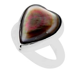 5.52cts solitaire natural abalone paua seashell 925 silver ring size 5.5 y49628