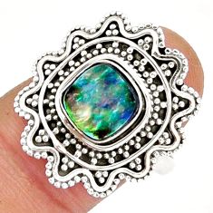 2.10cts solitaire natural abalone paua seashell 925 silver ring size 8.5 y6541