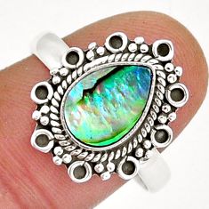 2.43cts solitaire natural abalone paua seashell 925 silver ring size 8.5 y6545