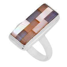 4.50cts solitaire natural abalone paua seashell pearl silver ring size 7 y49564