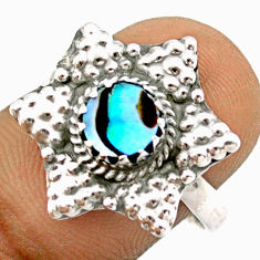 0.70cts solitaire natural abalone paua seashell silver flower ring size 8 u16366