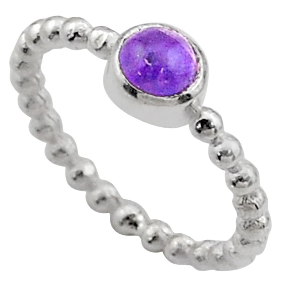 e natural amethyst 925 silver minimalist ball ring size 7 t60407