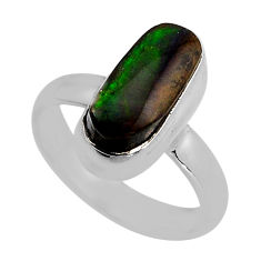 4.69cts solitaire natural ammolite (canadian) fancy silver ring size 6 y83854