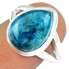 6.40cts solitaire natural apatite (madagascar) 925 silver ring size 7.5 u7623