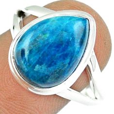 6.63cts solitaire natural apatite (madagascar) 925 silver ring size 8.5 u7627