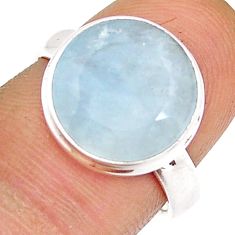 6.27cts solitaire natural aqua chalcedony 925 sterling silver ring size 7 y4193