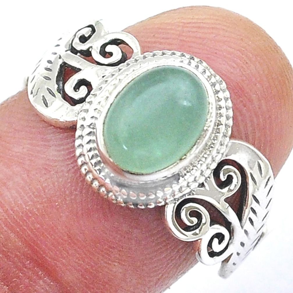 2.02cts solitaire natural aqua chalcedony 925 sterling silver ring size 8 u56349