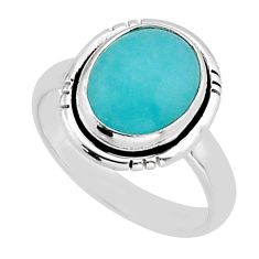 4.69cts solitaire natural aqua chalcedony 925 sterling silver ring size 8 y64716