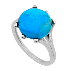 5.63cts solitaire natural arizona mohave turquoise 925 silver ring size 8 n50787