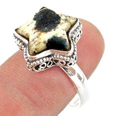 6.31cts solitaire natural astrophyllite 925 silver star fish ring size 8 t63402