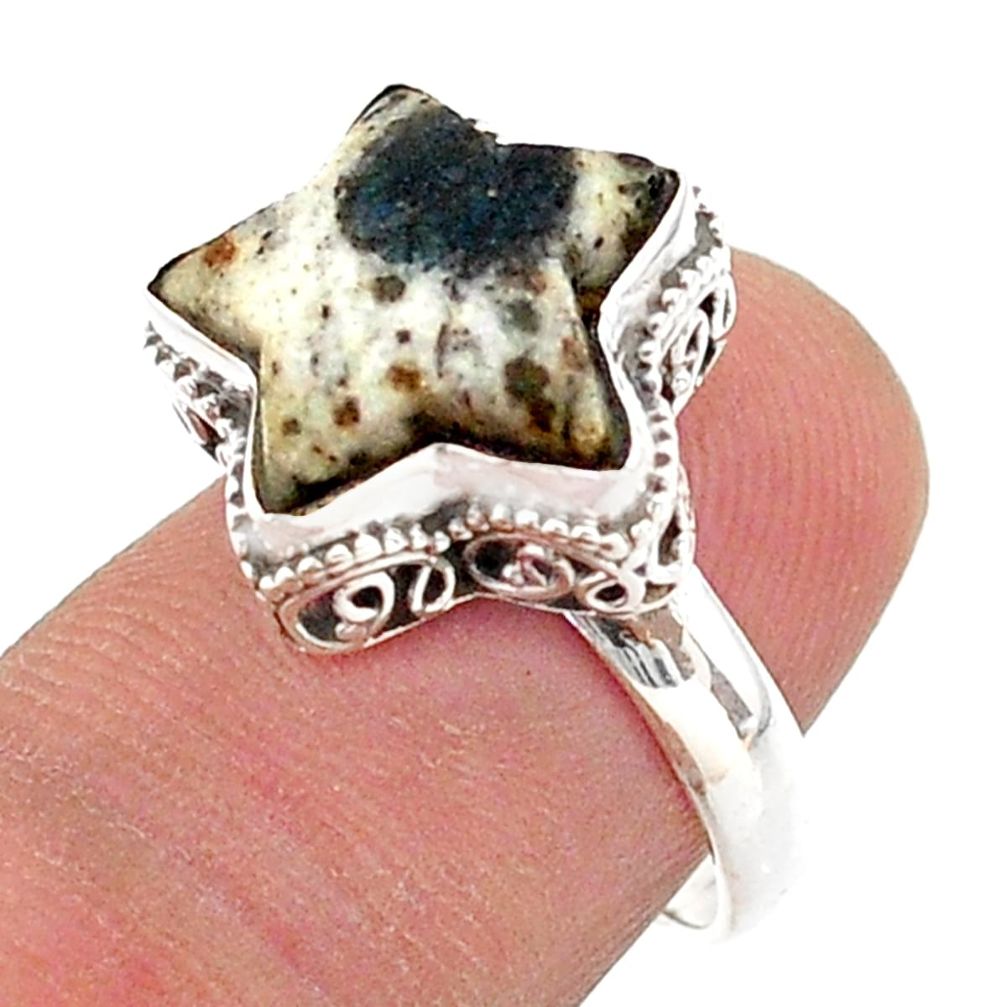 6.11cts solitaire natural astrophyllite silver star fish ring size 6.5 t63405