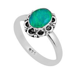 2.12cts solitaire natural australian opal triplet 925 silver ring size 7 y93101