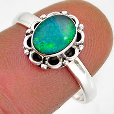 2.30cts solitaire natural australian opal triplet silver ring size 7.5 y78168
