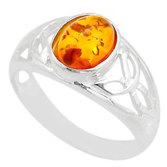 1.54cts solitaire natural baltic amber (poland) 925 silver ring size 6.5 c28892