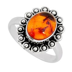 3.46cts solitaire natural baltic amber (poland) 925 silver ring size 7 y78180