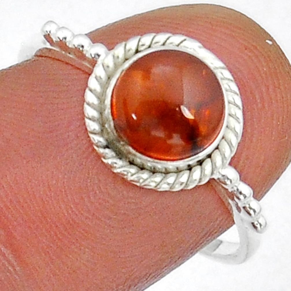 2.02cts solitaire natural baltic amber (poland) 925 silver ring size 9 u92749