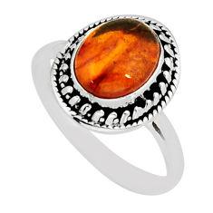 2.30cts solitaire natural baltic amber (poland) 925 silver ring size 8.5 y75213