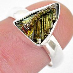 4.99cts solitaire natural bismuth crystal 925 silver jewelry ring size 7 u57443