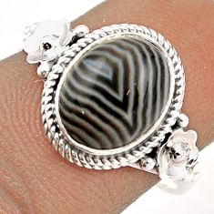 3.62cts solitaire natural black botswana agate 925 silver ring size 7 t87530
