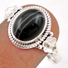 3.89cts solitaire natural black botswana agate 925 silver ring size 9 t87520