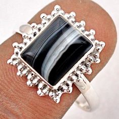 4.05cts solitaire natural black botswana agate 925 silver ring size 8.5 t87655