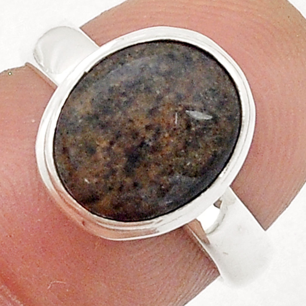 4.31cts solitaire natural black honduran matrix opal silver ring size 6 u62802