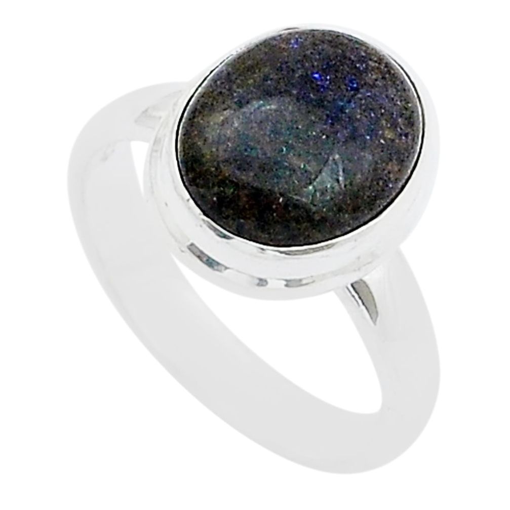 4.31cts solitaire natural black honduran matrix opal silver ring size 6 u62821