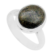 4.24cts solitaire natural black honduran matrix opal silver ring size 6 u62831