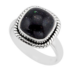 5.24cts solitaire natural black honduran matrix opal silver ring size 7 y64695