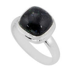 5.10cts solitaire natural black honduran matrix opal silver ring size 7 y65399