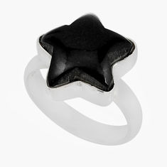 8.49cts solitaire natural black onyx 925 silver star fish ring size 7 y46636