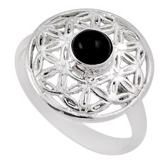 0.73cts solitaire natural black onyx 925 sterling silver ring size 7.5 n34695