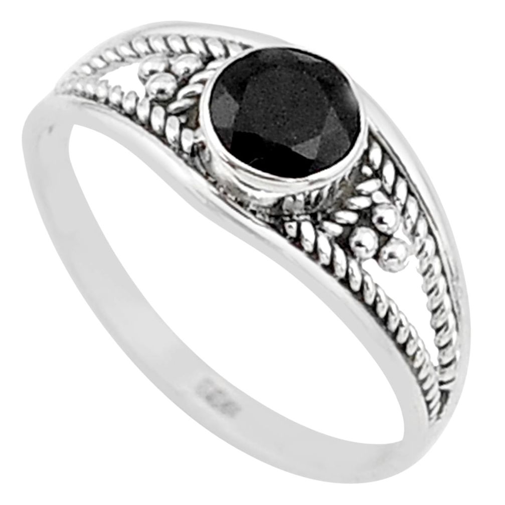 0.73cts natural black onyx 925 silver graduation handmade ring size 6 t9320