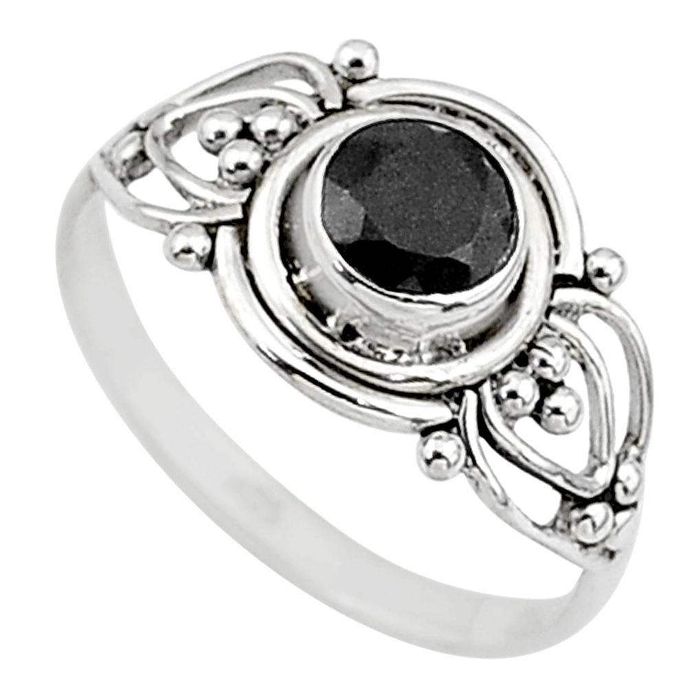 0.65cts natural black onyx 925 silver graduation handmade ring size 6 t9630