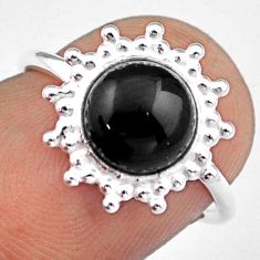 2.94cts solitaire natural black onyx 925 sterling silver ring size 6 u9075
